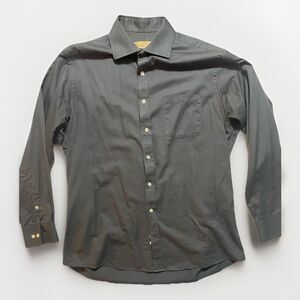 Michael Kors Button Shirt  Men 16 1/2 Gray/Blue Long Sleeve Slim Fit